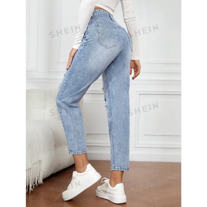 EZwear Ripped Mom Fit Jeans 2