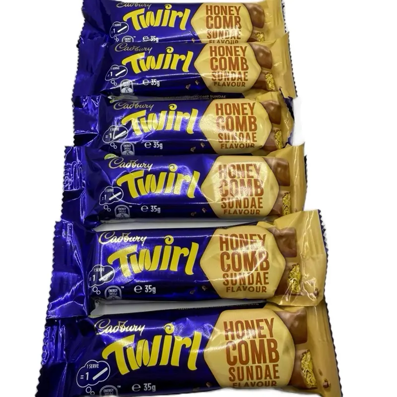 Cadbury Twirl Honeycomb Sundae Flavour Chocolate - 6 x 35g Bars - Australian Import Snack *BB-21/03/25*
