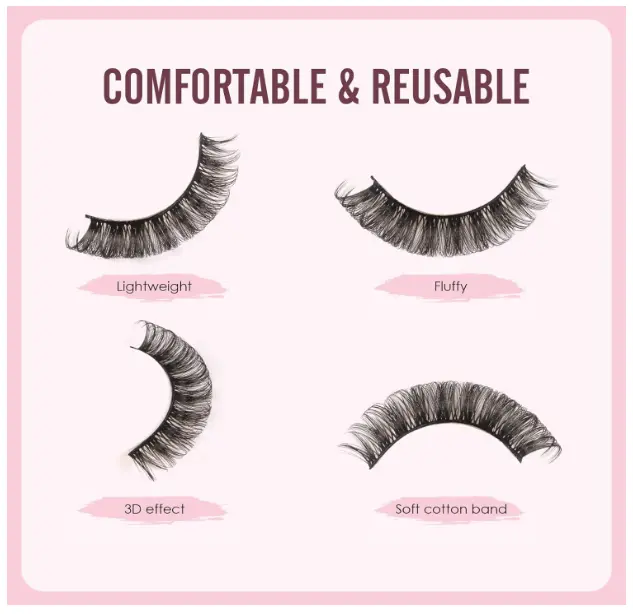 Glowingwin Cat Eyelashes Volume 3D Hybrid Natural Look Fake Russian Strip Lashes 10 Pairs Dramatic Fluffy Handmade Reusable D Curl False Eyelashes 2