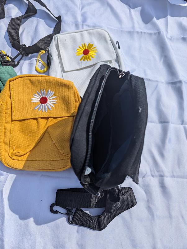 Daisy Pattern Canvas Crossbody Women Bag, Small Travelling Bag, Holiday Mini Bag 7