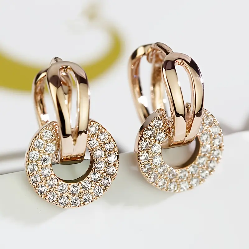 [Zirconia Earrings With Design Fashion] High-end Fashion Female Round zirconia Earrings With Design Ear Accessories 1