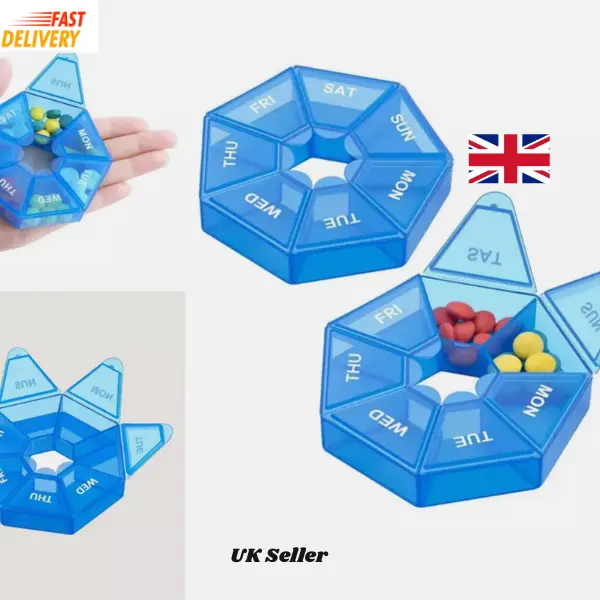 Weekly Pill Box Organiser, 7 Day Medicine Tablet Dispenser Storage Healthcare Aid