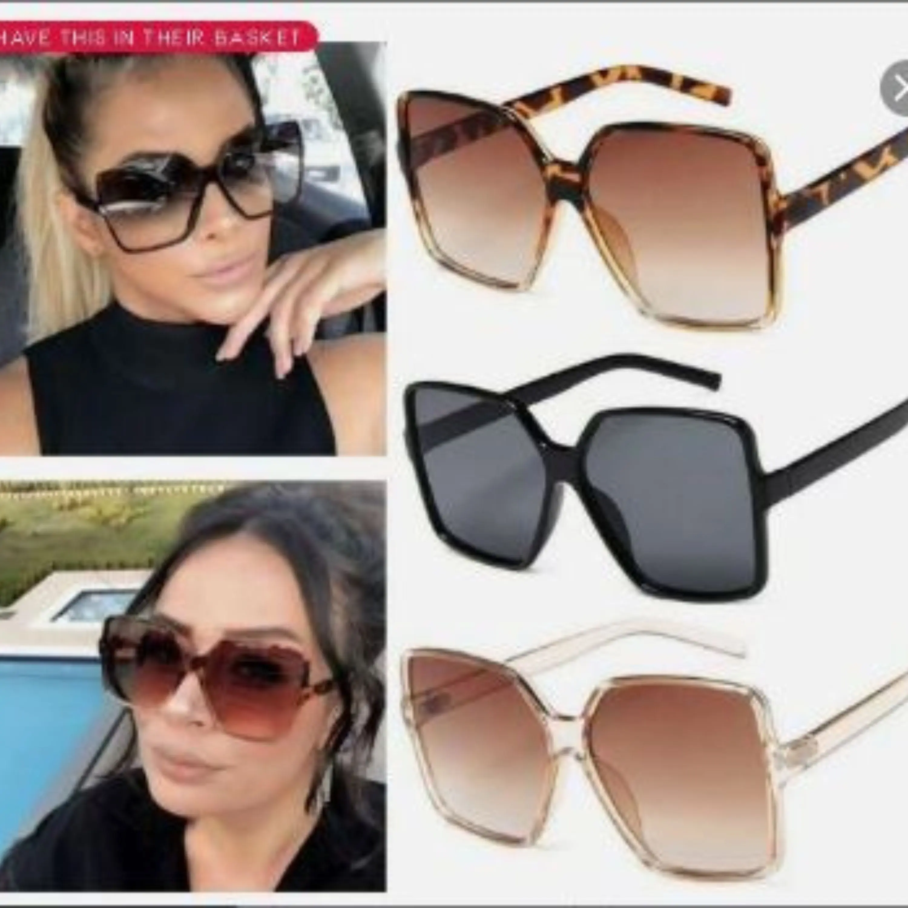 Black Oversized Sunglasses Women Men 2019 Retro Big Square Sun Glasses Brand UV400