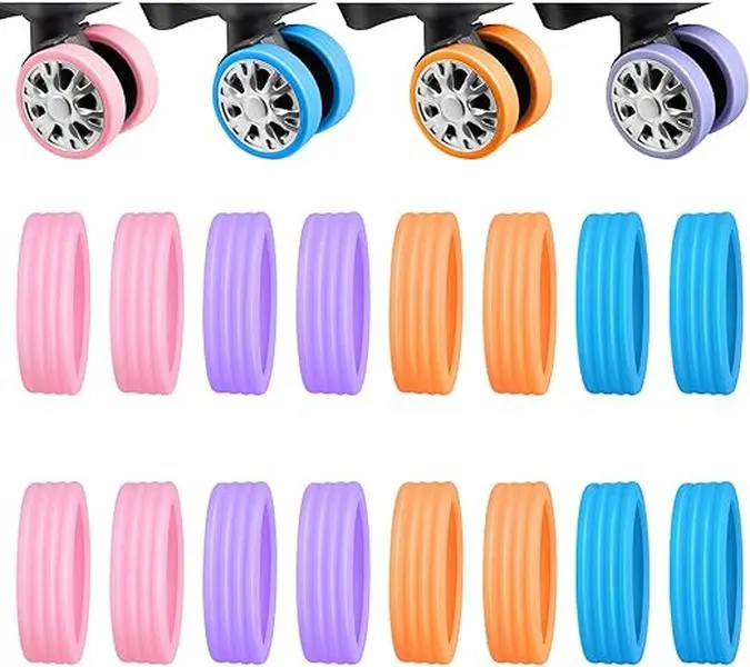 16PCS luggage wheel covers, Luggage wheel protective cover replacement, noise reduction, shockproof, durable, Fits most luggage or office chair casters