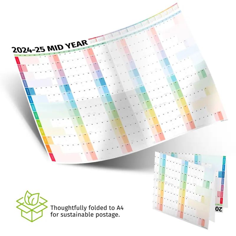 Hambli Academic Wall Planner 2023-2024 – Extra Large 91 x 64cm Mid Year Planner Wall Calendar – 23/24 School Planner For Teacher, Office, University Essentials – Folded Rows Edition 3