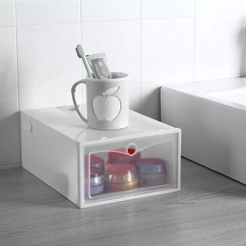 6X Plastic Shoe Storage Boxes Drawer Stackable Foldable Organizer Clear Durable 3