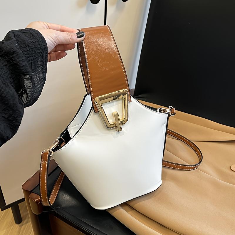 [Elegant Bucket Bag] Elegant 1pc Bucket Bag for Women - Solid Color Crossbody with Removable Strap, Zipper Closure, Edge Paint Detail, Unlined - Versatile for Daily Use & Special Occasions 4