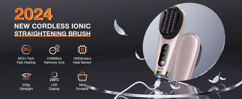 Product Introduction of Beard wireless Straightener for Men - 2-in-1 Heated Brush, 3 Temp Settings, Anti-Scalding & Ionic Tech, USB Rechargeable, Travel-Friendly, Perfect Gift for Men curl hair Comfort Black culer 0