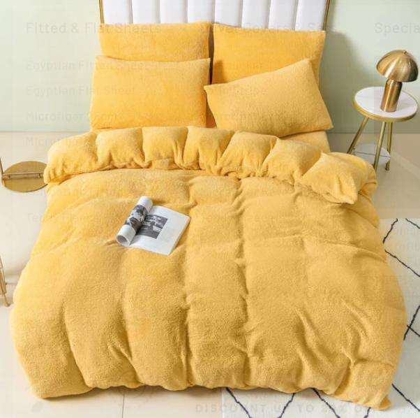 Ferry Homeware Teddy Fleece Duvet Set, Fluffy Fleece Bedding Duvet Cover Sets, Warm Luxury Super Soft Double Duvet Set with Pillow Cases, 100% Polyester Teddy Bear Bedding (Silver Grey) Machine Wash Stripes 6