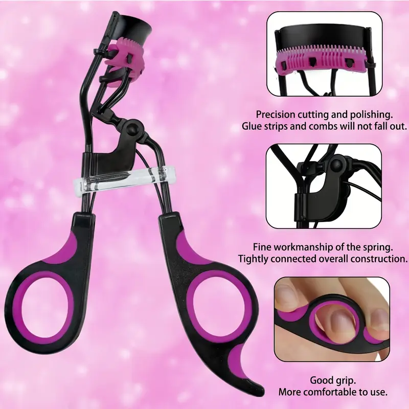 8-Piece Complete Eyelash Curling System – Hypoallergenic, Easy-to-Use Curler, 5 Refill Pads, 2 Combs, Perfect for Sensitive Eyes, Lash Enhancement and Definition Brush Makeup Applicator brow Carbon Compact Gift Mascara Storage Kit Shaper Cosmetic 1