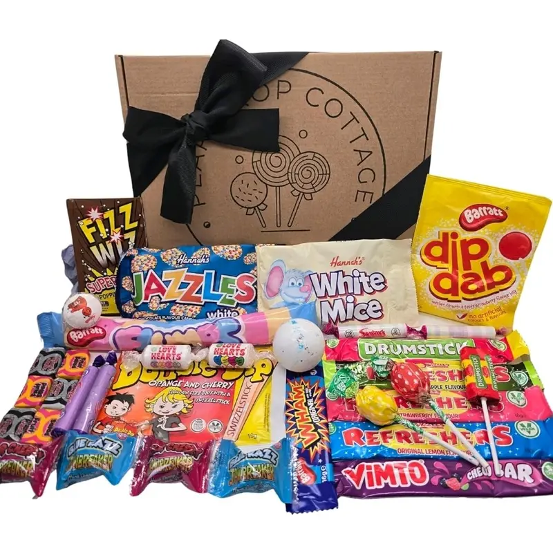 Pear Drop Cottage Retro Sweets Gift Box, Party Sweets Hamper, Old Fashioned Sweets for Birthday, Adults, Children, Teenagers, packed with traditional sweets, pick and mix, classic sweets, 90s sweets  (medium) Candy Snack Easter 0