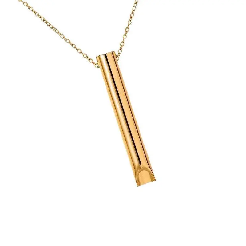 Mindfulness Breathing Pendant Necklace, Golden, Anxiety Relief Tool, Stress Management Jewellery 0