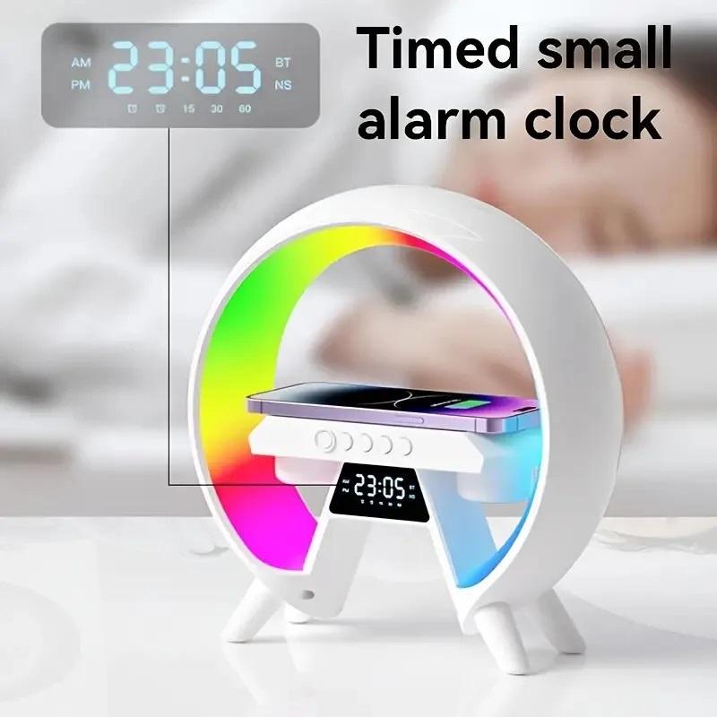 LED Smart Wireless Charger Clock Alarm Night Light Lamp Bluetooth Speaker RGB Audio USB Charging Rechargeable Button Computer chargers   Smartphone 1