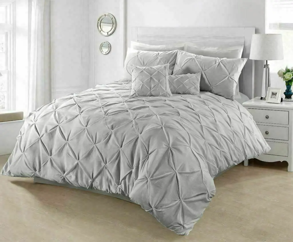 PINTUCK PLEATED DUVET QUILT COVER SET SINGLE DOUBLE SUPER KING SIZE BEDDING SETS machine wash washable
