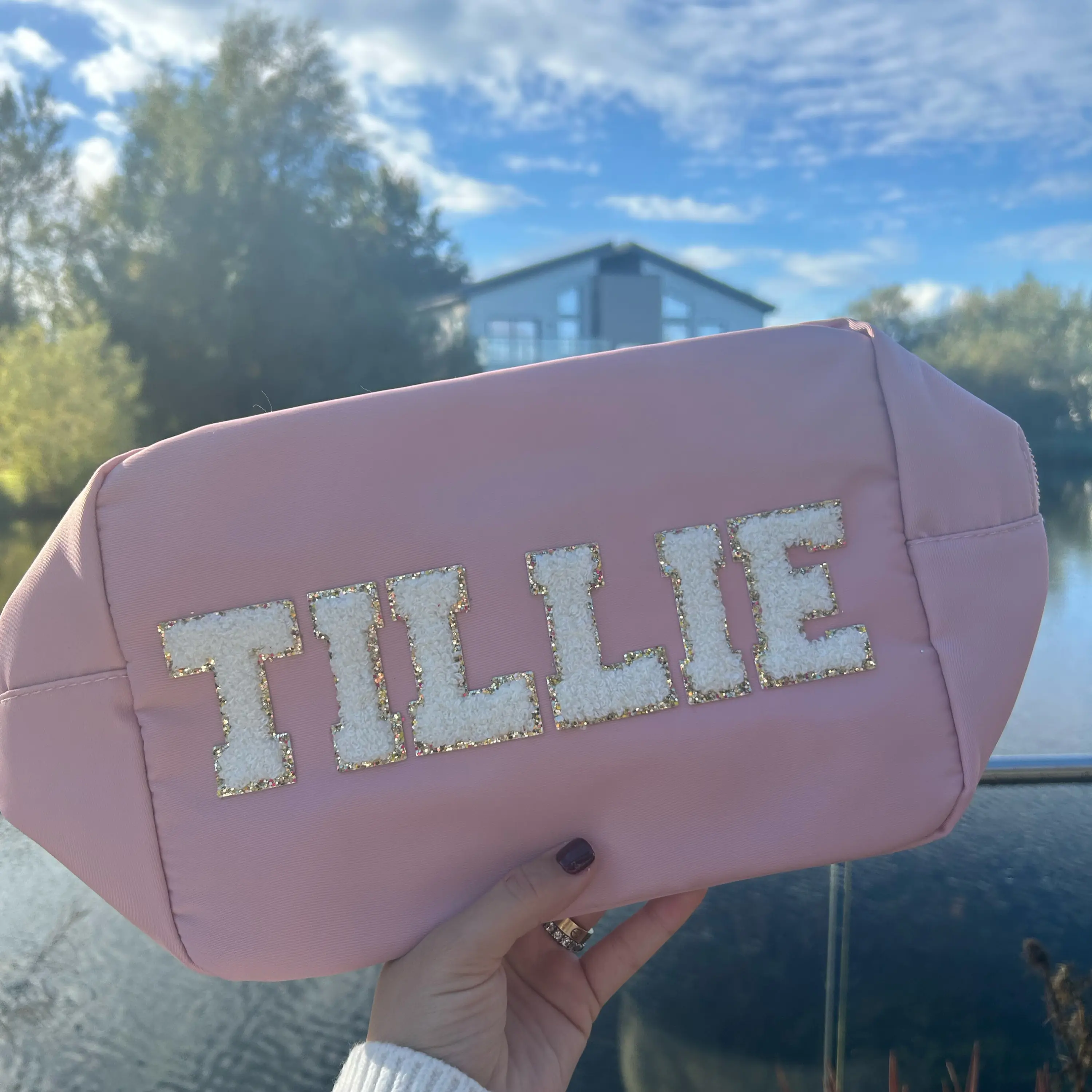 Large Personalised Pouch for travel, everyday essentials.