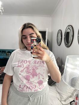 Product Review of Women's Letter & Horse Print Round Neck Tee, Casual Short Sleeve Crew Neck T-shirt for Summer, Fashion Women's Top for Daily Wear, Vintage Graphic Tees from A**e 0