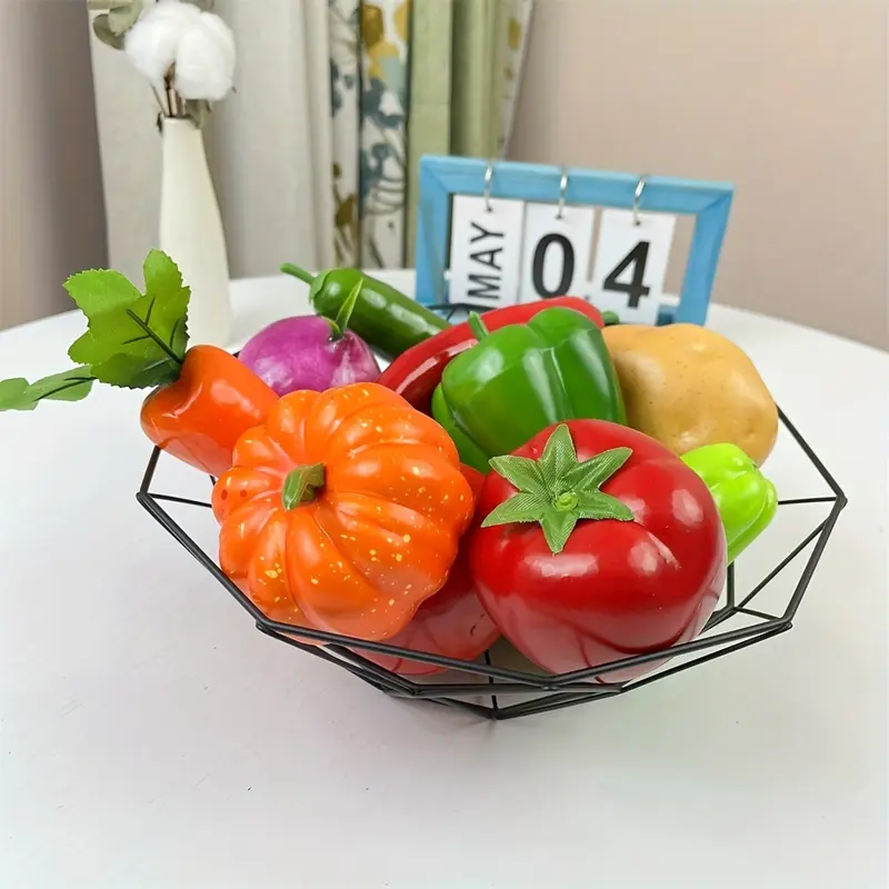 12pcs Lifelike Fruit & Vegetable Set - Artificial Tomatoes, Cucumbers, Peppers, Pumpkins, Carrots, Onions, Eggplants for Home Decor, Kitchen Display, and Party Table Settings 2