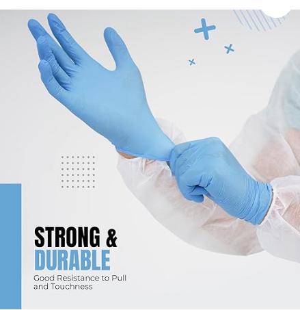 Professional Nitrile Powder Free Multi-Purpose Gloves, Disposable, Extra Strong - Box of 100 - Blue - Medium Cleaning 1