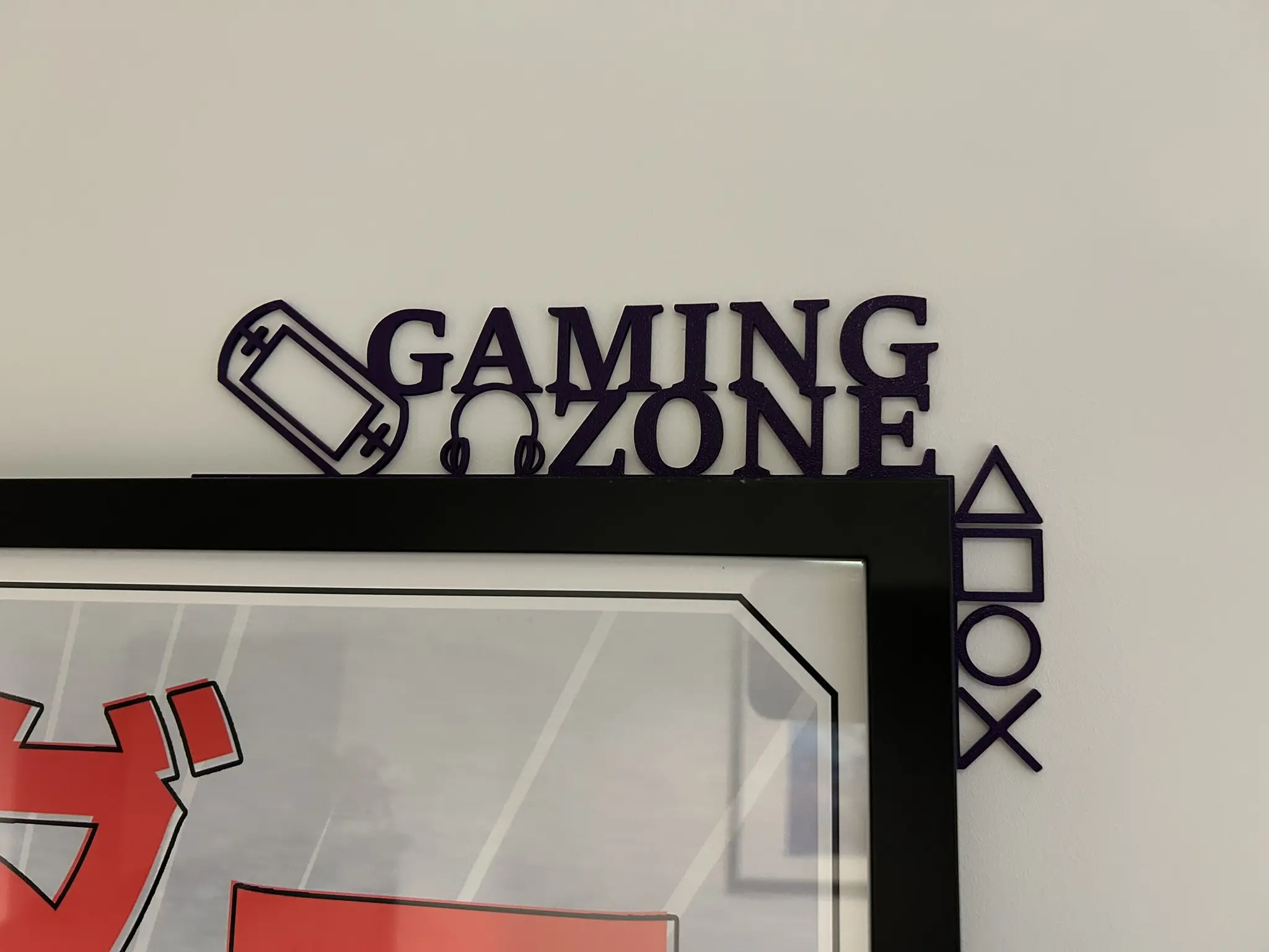 Gaming Themed Door Corner Accent – 3D Printed Gaming Zone Sign