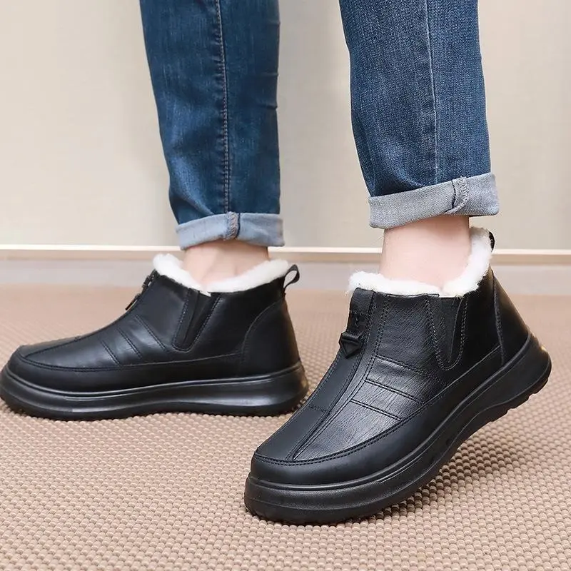 2024 winter new boots cotton shoes snow boots men's piled thickened cotton shoes one pedal waterproof non-slip warm shoes Footwear Boy 2