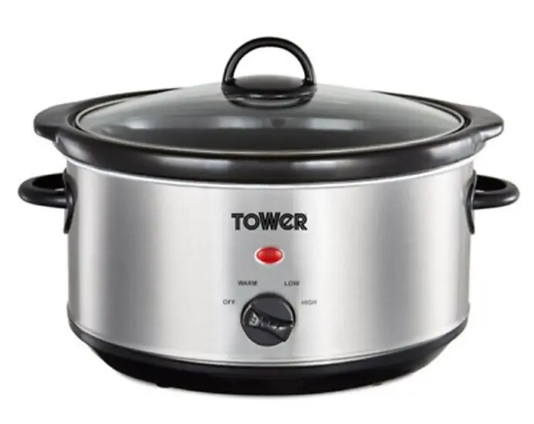 Tower 3.5L Slow Cooker 3 Heat Settings Stainless Steel Silver Family Compact - 3.5L Fast Cooking Easy Clean Design Easy Clean Design Easy Clean Design Non-stick Coating Non-stick Coating Non-stick Coating Non-stick Coating Keep Warm Function Aluminum 0