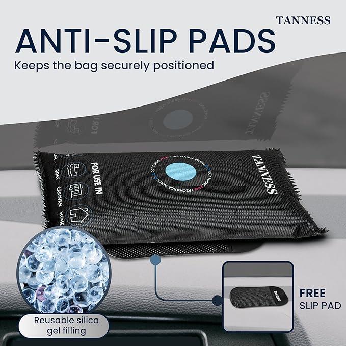 Tanness, Car Dehumidifier Bags with Anti-Slip Pads - Essential Car Accessories, Moisture Absorber, Reusable, Recharges in Microwave - Multipurpose for Car, Home, All Spaces & Vehicles 3