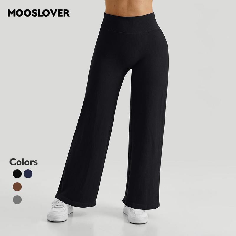 Mooslover UK Women Casual High-Waisted Wide Leg Straight Pants Breathable Trousers 1