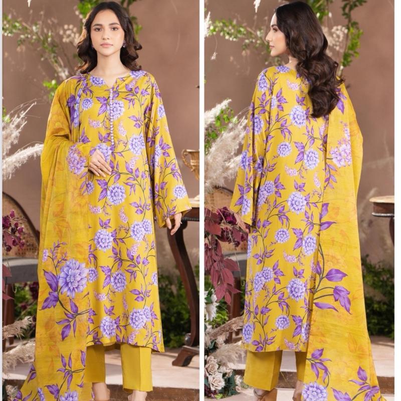 A09- Cia by Gull Jee - Women's Linen Three Piece Suit - Kameez and Trousers 0