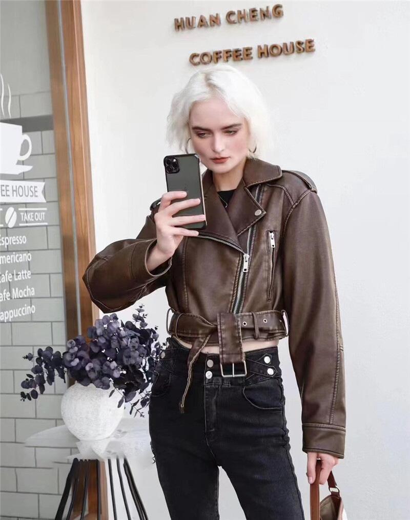 Product Introduction of 2024 Leisure Motorcycle PU Leather Jacket Clothing Womenswear Athletic Bohemian Style 4