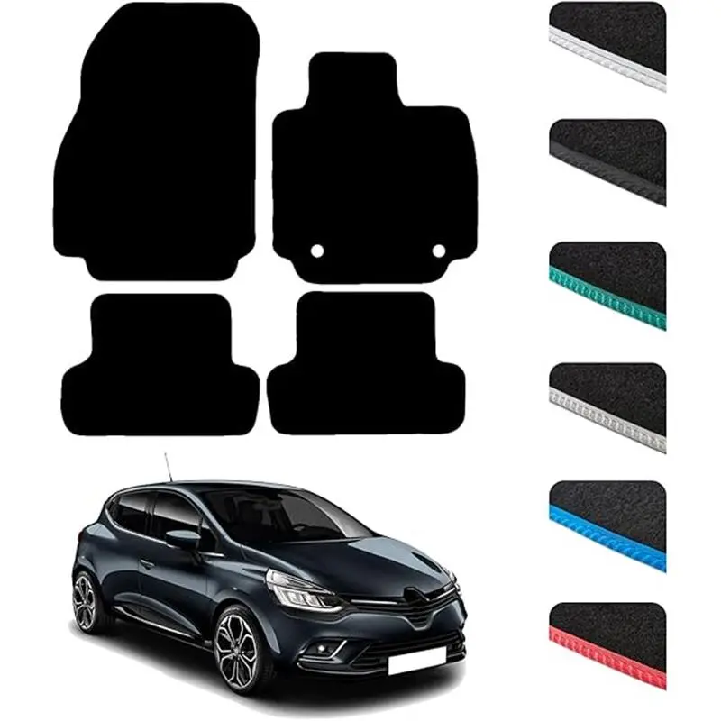 GCM - Car Floor Mats for Renault Clio 2013 to 2019 Full Floor Protection - Anti Slip & Fit Car Mat with Clips Easy to Clean Car Carpet for All-Weather