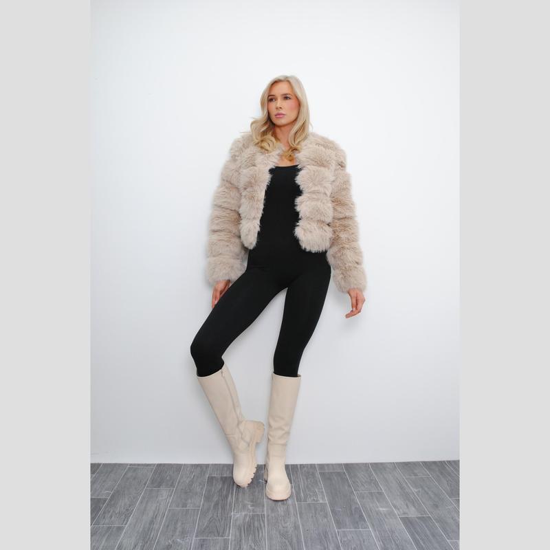 Cropped Faux Fur Jacket 4