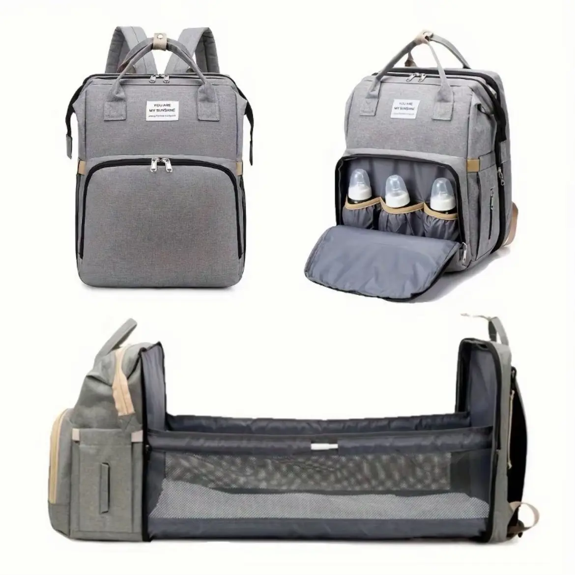 Multifunctional Foldable Baby Diaper Bag - Toddler Changing Backpack, Nappy caddy with Foldable Cot Bed, Large Capacity with Changing Area, Waterproof, Portable, Hand Hospital Bag, Mama Stroller Straps, Travel and perfect present. calpak tennessee