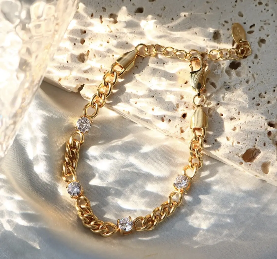 Faye Gold Chain Zirconia Bracelet