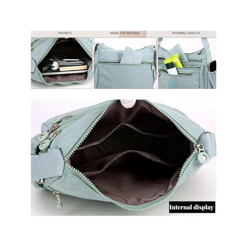Ladies Shoulder Bag,Cross Body Messenger Multi Pocket Nylon Holiday Handbag Tote 2