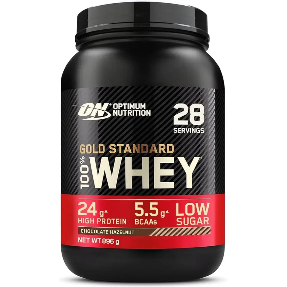 Optimum Nutrition Gold Standard 100% Whey Muscle Building and Recovery Protein Powder With Naturally Occurring Glutamine and BCAA Amino Acids, Chocolate Hazelnut Flavour, 28 Servings, 896 g