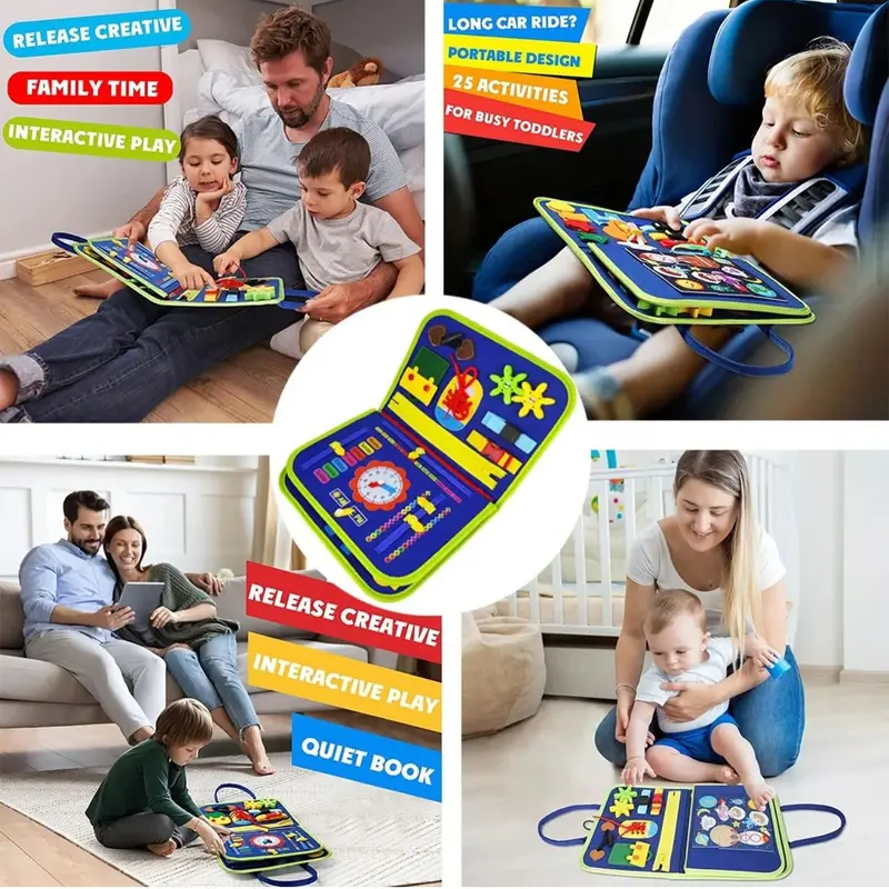 Busy Board for toddlers, 4 pages, Dinosaur model, learning and improving fine motor skills 1