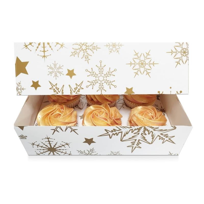 Holds 6 Gold Stars Satin Cupcake Box 1