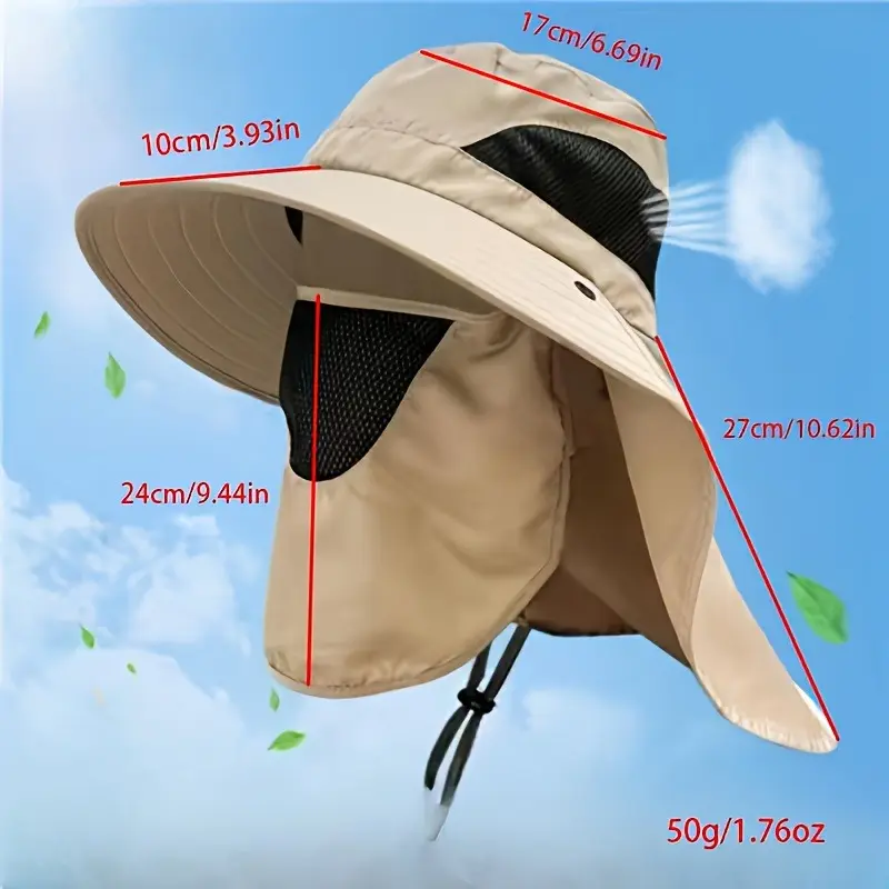 Unisex Wide Brim Boonie Hat With Adjustable Neck Strap, Breathable Mesh For Summer Sun Protection, UV Resistant Camping And Hiking Outdoor Hat 0