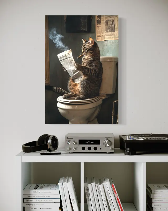 Unframed Painting, 1 Piece Cool American Bobtail Cat, Wall Art Print, Waterproof, Made In French Velvet, Bathroom Decor, Bedroom, Home Decor, Canvas Print, Poster Decoration Photo Wall Artistic, Animal Print, Canvas, Home Improvement 1
