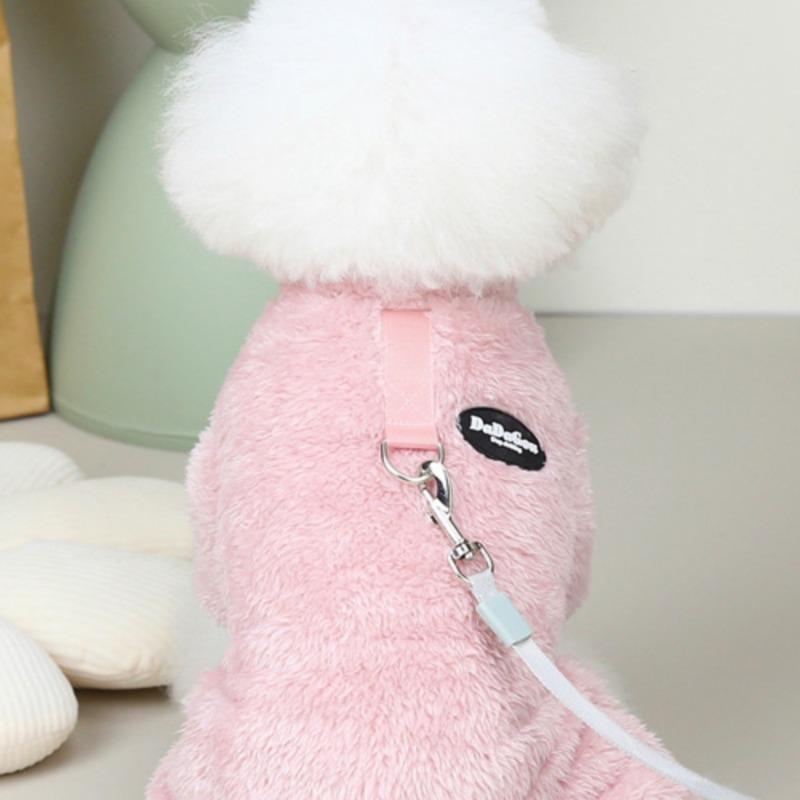 Pet Fleece Clothes, Autumn And Winter New Warm Dog Jumpsuit, Dog Sweater With Leash Ring 4