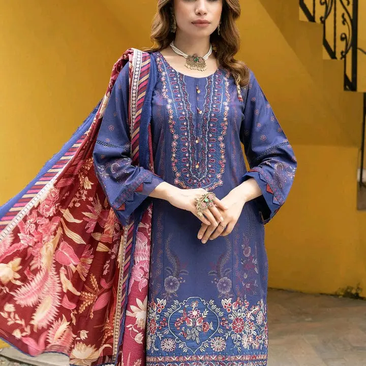 Navy Blue Dhanak Suit 1
