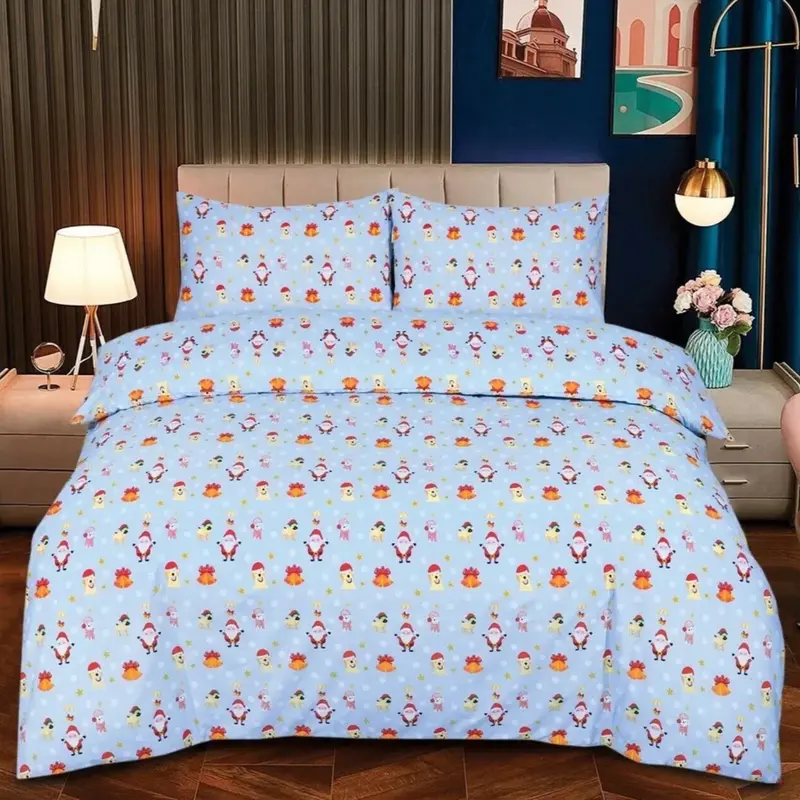 Christmas Duvet  Set Reversible Quilt XMAS Bedding Single Double King s.kin Size 3