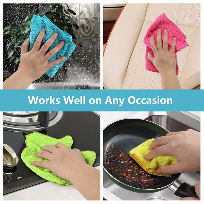 Product Introduction of 5pcs, Microfiber Cleaning Cloth, Cleaning Towels for Housekeeping, Reusable And Lint Free Cloth Towels, Home Kitchen Supplies, Random Color 2