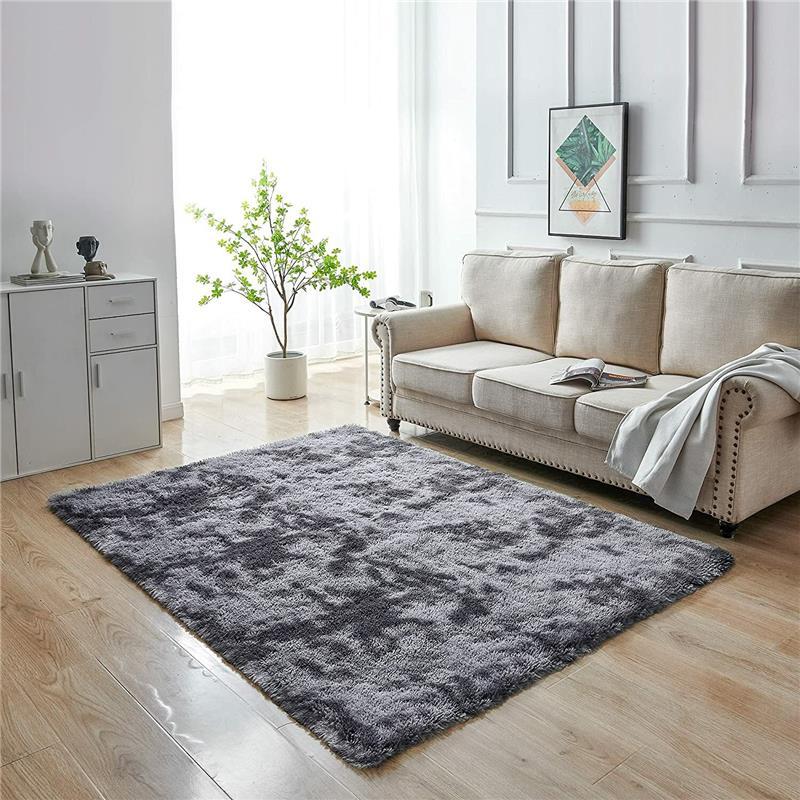Rugs Floor Mat Large Shaggy Rug for Bedroom and Living Room, Anti-Slip Soft Carpet, Modern Style, Polyester Material silver durable multi  colour 4