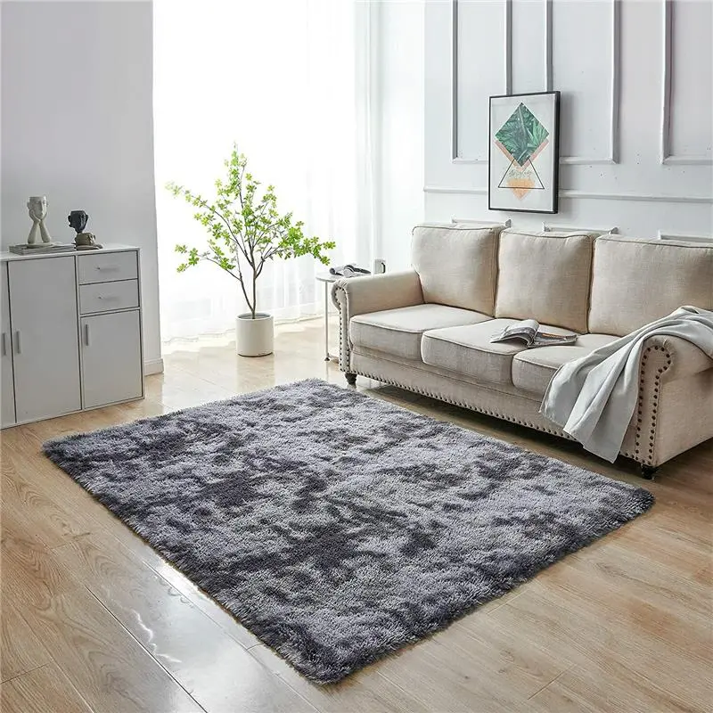Rugs Floor Mat Large Shaggy Rug for Bedroom and Living Room, Anti-Slip Soft Carpet, Modern Style, Polyester Material silver durable multi  colour 3