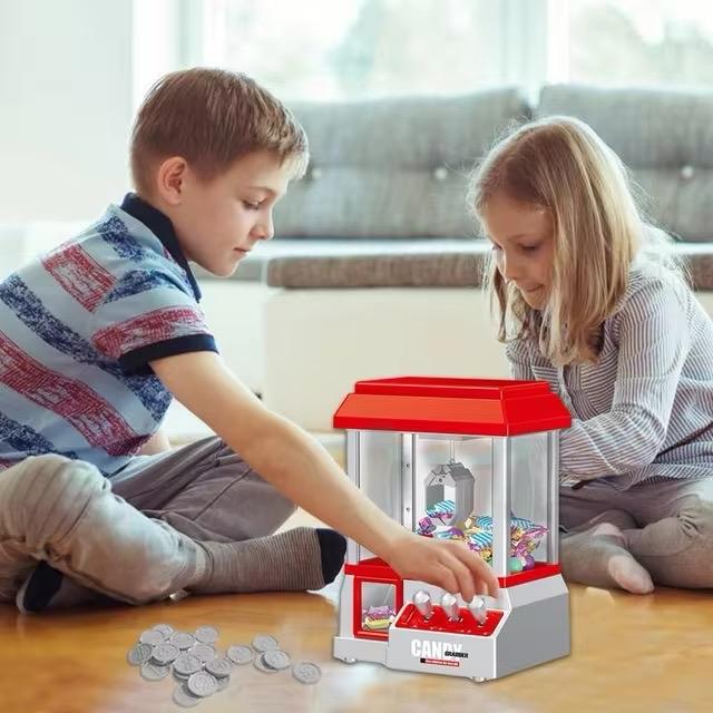 Mini Claw Machine Miniature Candy Grabber For Kids Cool Fun Mini Candy Grabber Prize Dispenser Vending Toy With 24 Game Coins 3