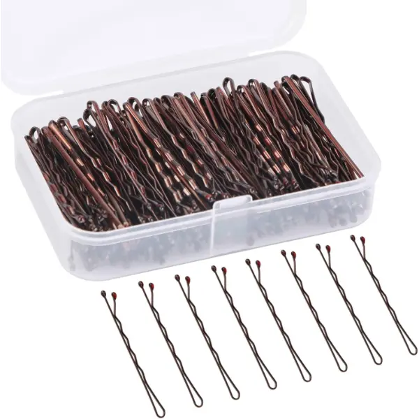 Brown Kirby Grips for Women - 150 pces Hair Clips Hair Grips Bobby Pins in Storage Box