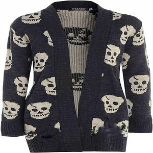Lady Skull Cardigan Halloween Knitted Long Sleeve Open Front Winter Cardigan Womenswear 3
