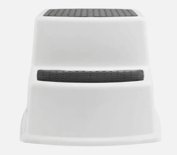 Double Step Stool Non Slip 2 Step Stool Potty Training Bathroom Kitchen Black 1
