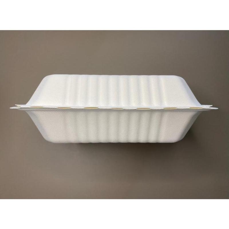 125Pcs 100% Compostable & Disposable Bagasse 900ml Clamshell Takeaway Container non-Plastic Box 2